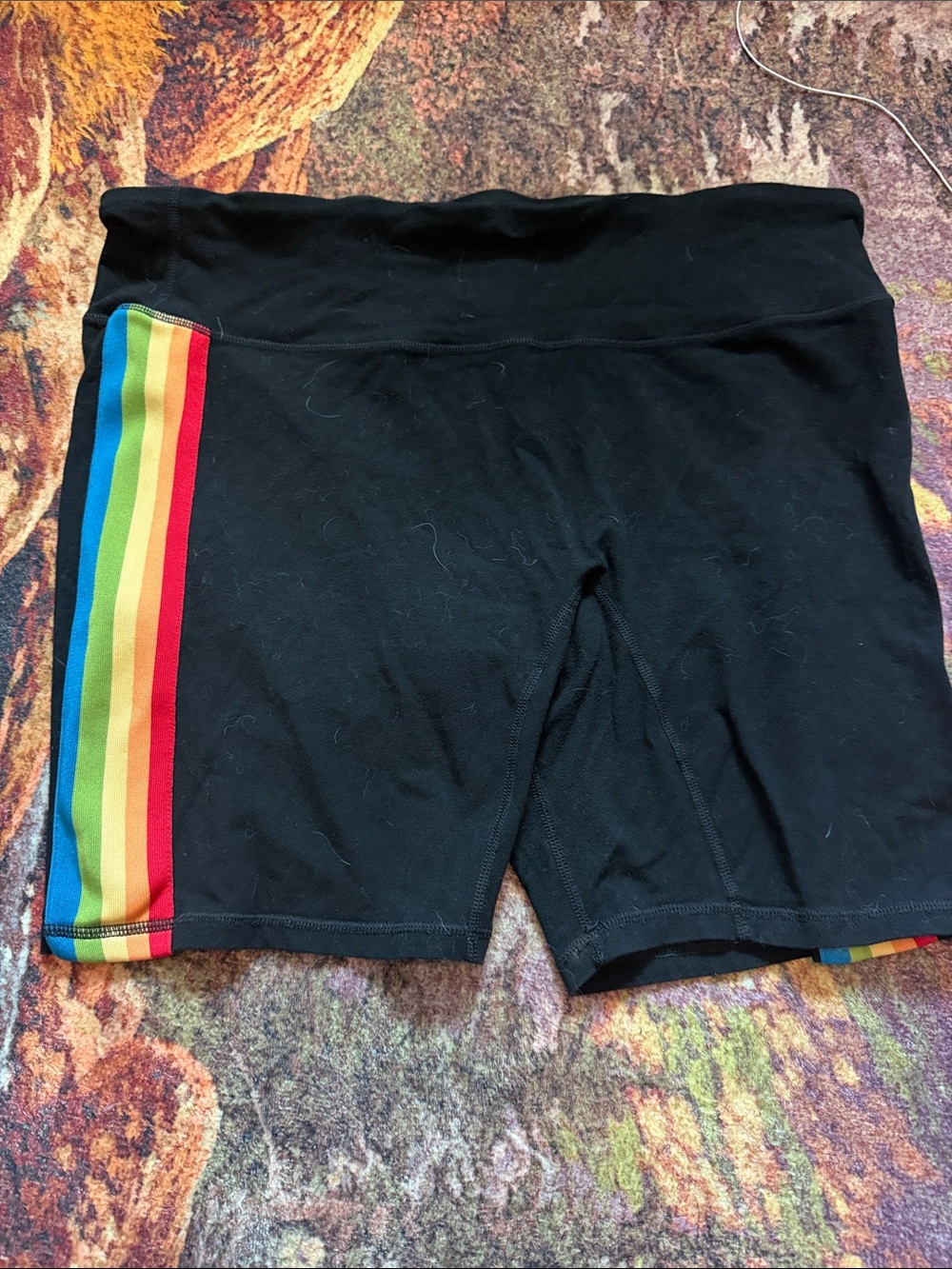 Target Black Bike Shorts with Rainbow Side Stripe